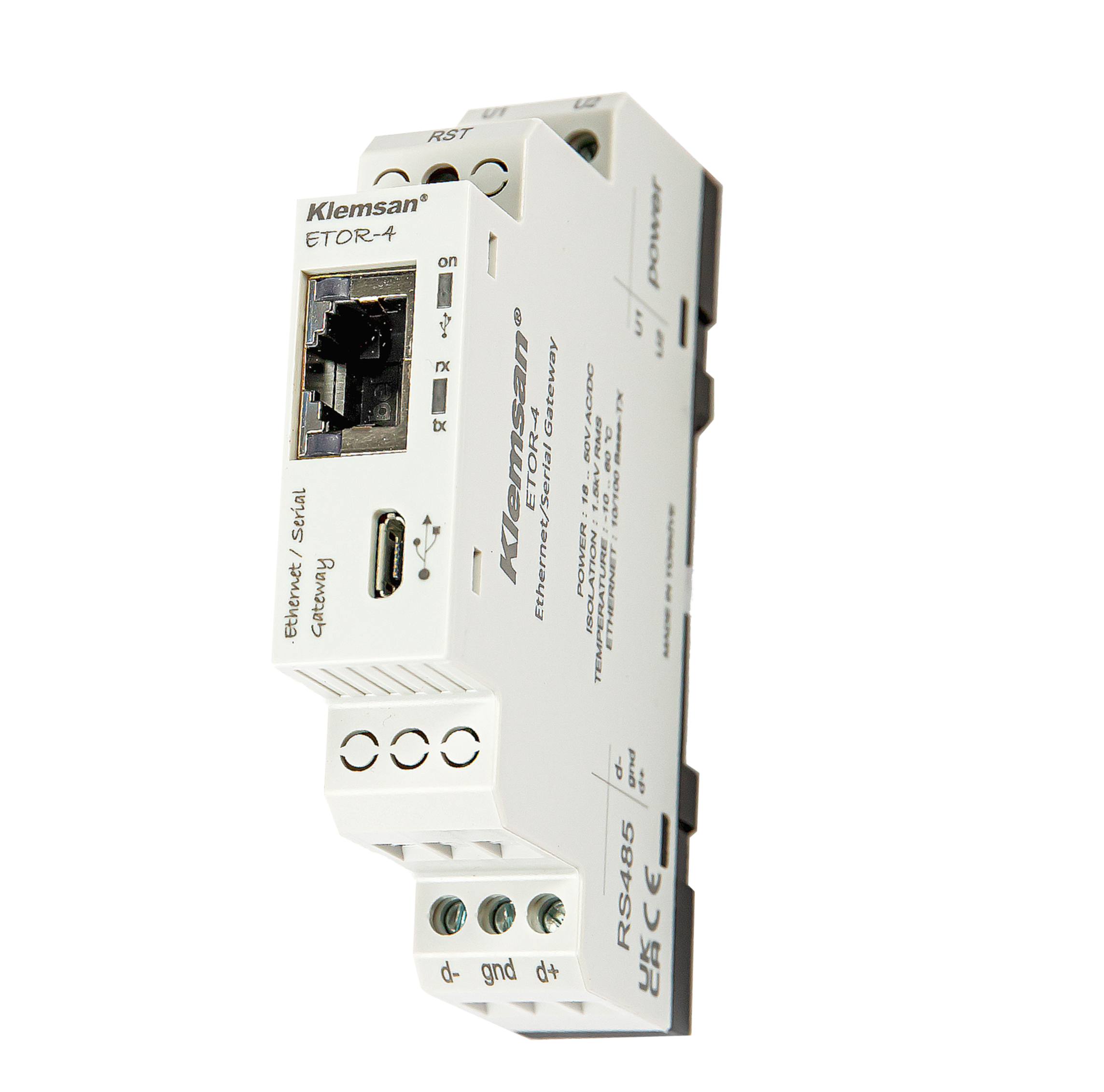 KLEMSAN -GATEWAY MODBUS RTU / TCP-IP, SERVER o CLIENT configurabile